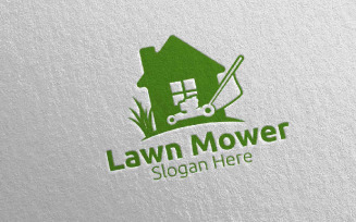Home Lawn Mower Gardener Mowing 14 Logo Template