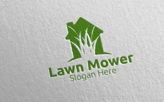 Home Lawn Mower Gardener Mowing 15 Logo Template