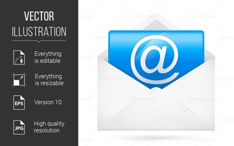 Hot e-mail Illustration for Design on White Background - Vector Image Vector Graphic