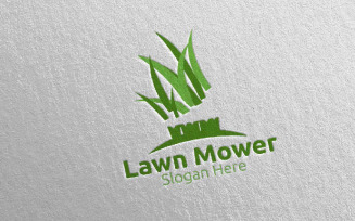 Lawn Mower Gardener Mowing 11 Logo Template