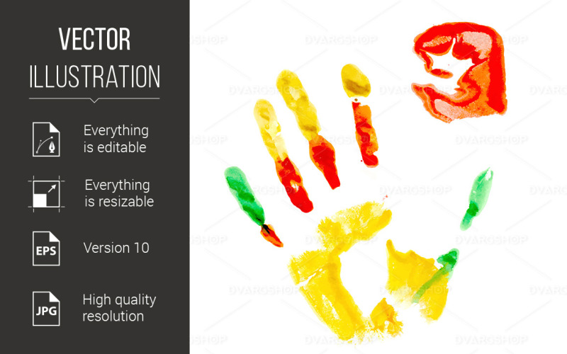 Paint Print of Human Hand - Vector Image Vector Graphic