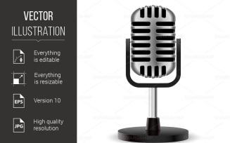 Realistic Retro Microphone Second Edition Illustration - Vector Image