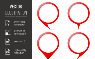 Red Map Text Marker Illustration for Design on White Background - Vector Image