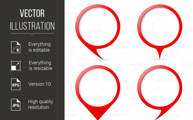 Red Map Text Marker Illustration for Design on White Background - Vector Image Vector Graphic