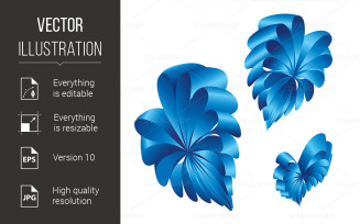 Ribbons Curled Into the Shape of a Blue Hearts - Vector Image
