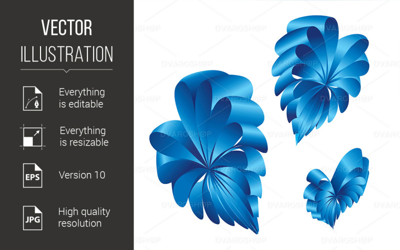 Ribbons Curled Into the Shape of a Blue Hearts - Vector Image Vector Graphic