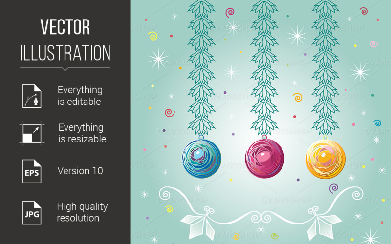 Three Christmas-tree Balls - Vector Image Vector Graphic