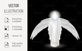 White Angel on Black - Vector Image