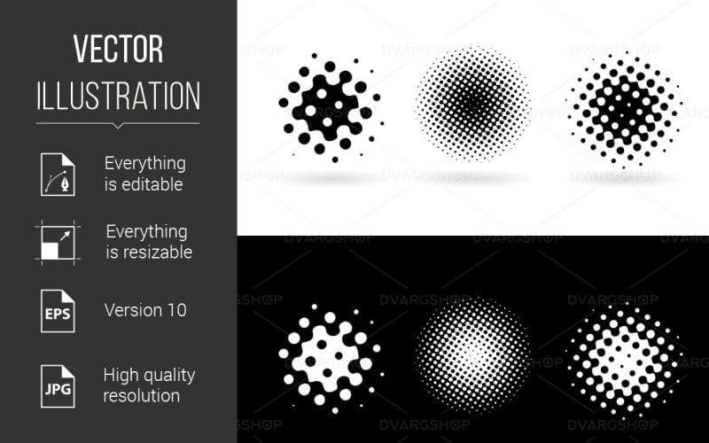 Black and White Round Spots - Vector Image Vector Graphic