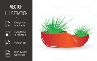 Cactus in Red Pot - Vector Image