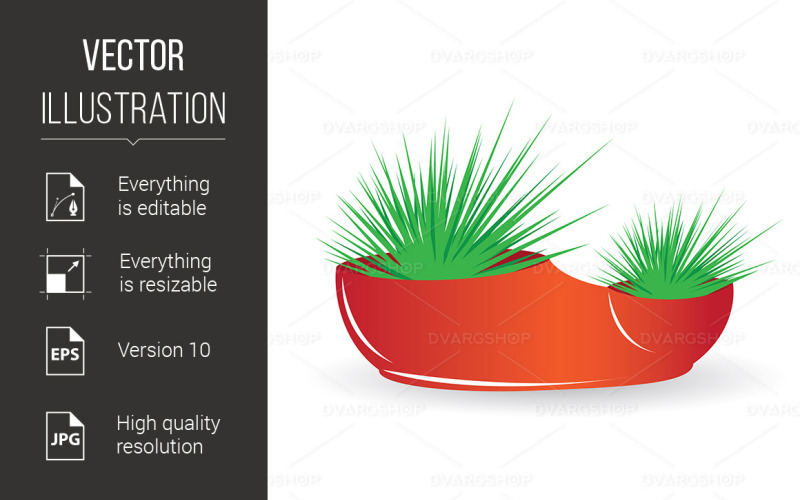 Cactus in Red Pot - Vector Image Vector Graphic