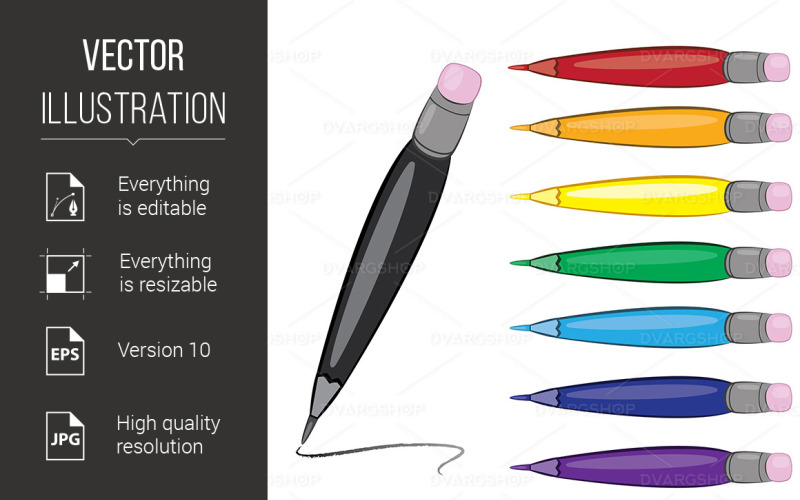 Colorfull Pens - Vector Image Vector Graphic