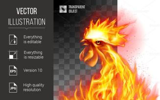 Fiery Golden Rooster - Vector Image