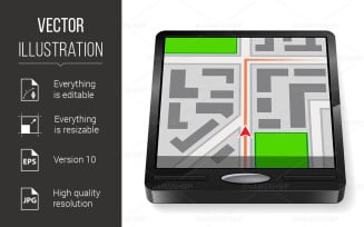 GPS Navigator Without Text Illustration on White Background for Design - Vector Image