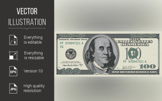 One Hundred Dollars - Vector Image