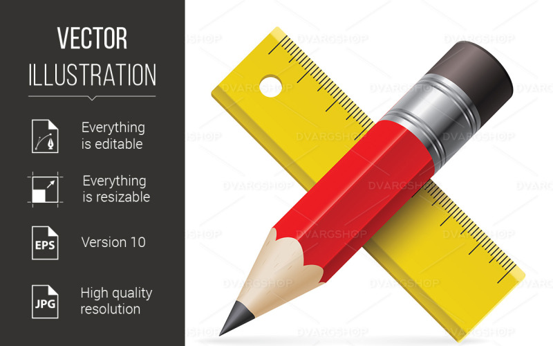 Pencil, Ruler - Vector Image Vector Graphic
