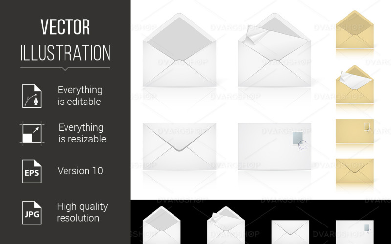 Set of Different Icons for E-mail - Vector Image Vector Graphic