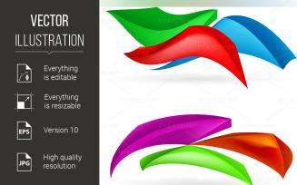 Three Colorful Abstract Forms Illustration on White Background - Vector Image