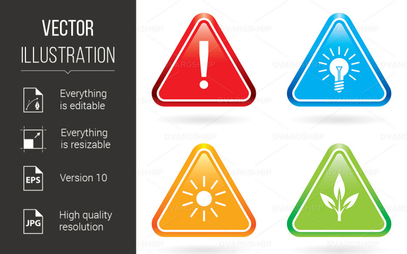 Triangle Signs or Icons - Vector Image Vector Graphic