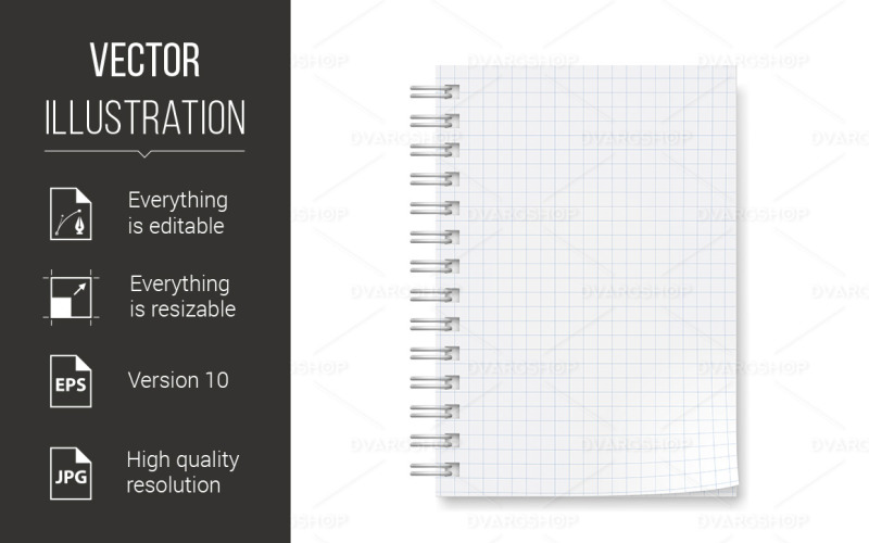 Notebook With Sheets - Vector Image Vector Graphic