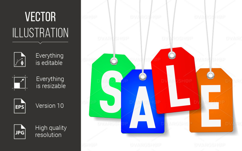 Price Tags with Sale Word - Vector Image Vector Graphic