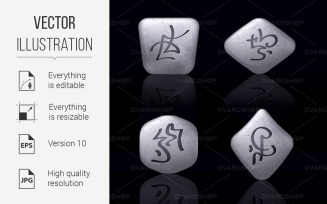 Runic Stones with Magical Spells - Vector Image