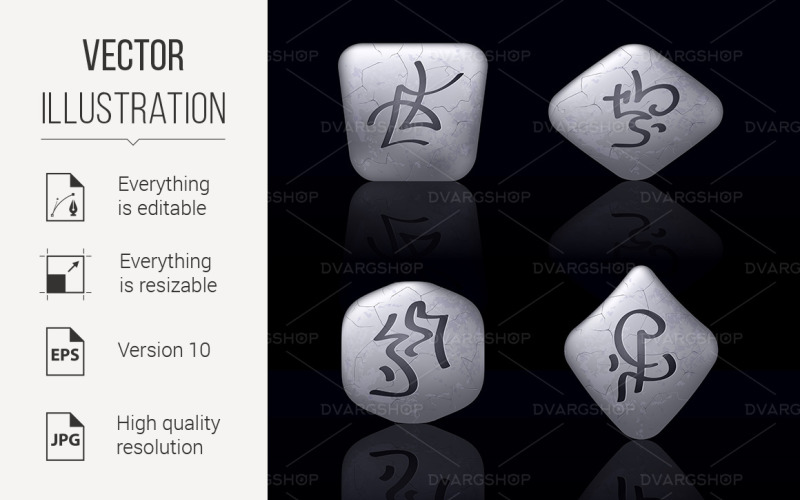 Runic Stones with Magical Spells - Vector Image Vector Graphic