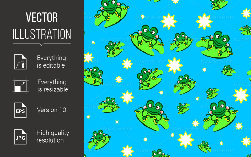 Seamless Texture of Cartoon Frog - Vector Image Vector Graphic