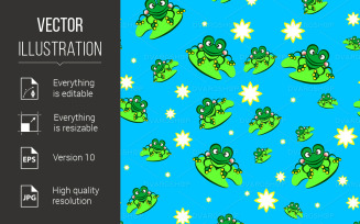 Seamless Texture of Cartoon Frog - Vector Image