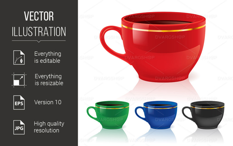 Coffee or Tea Cups - Vector Image Vector Graphic