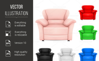 Colored Set of Stylish Chairs - Vector Image