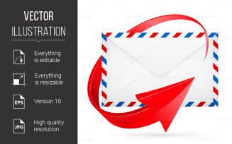 Envelope With Red Arrow Around - Vector Image