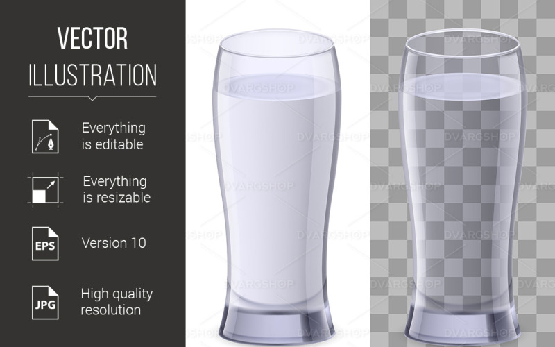 Glass of Water - Vector Image Vector Graphic