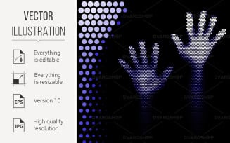 Halftone Hands Silhouette - Vector Image