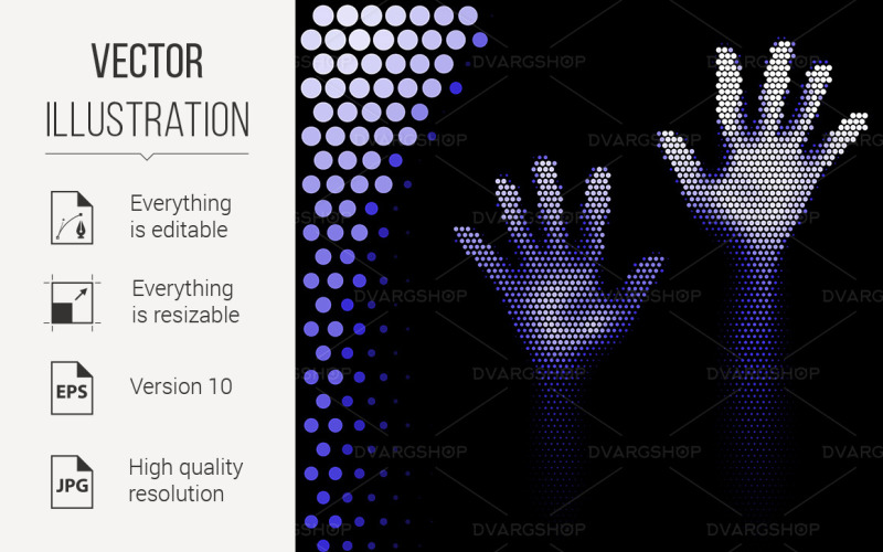 Halftone Hands Silhouette - Vector Image Vector Graphic