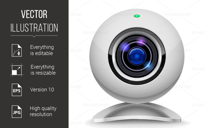 Realistic White Webcam - Vector Image Vector Graphic
