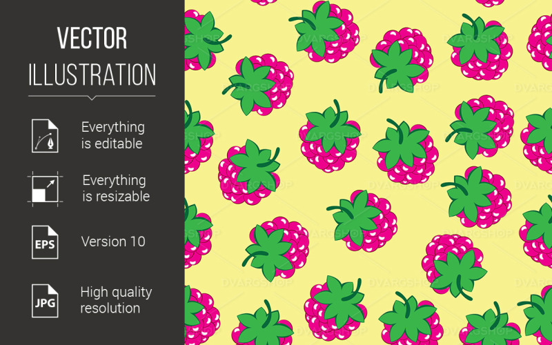 Seamless Texture of Raspberry - Vector Image Vector Graphic