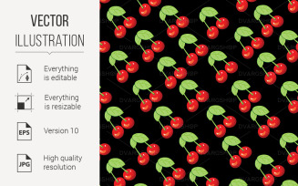 Seamless Texture of Ripe Cherries - Vector Image