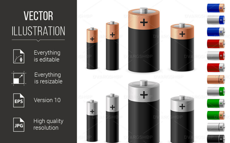 Set of Battery - Vector Image Vector Graphic