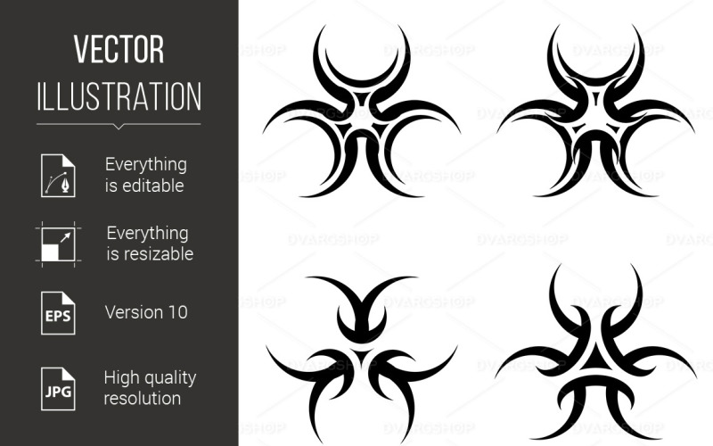 Set of Tattoos Symbol - Vector Image Vector Graphic