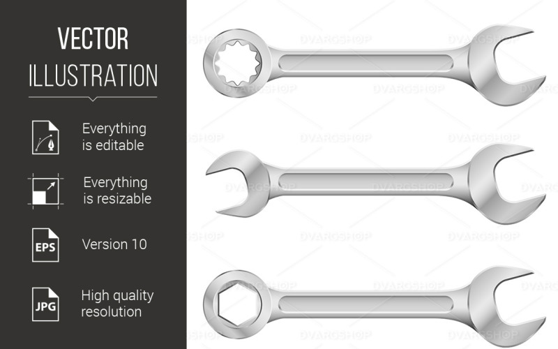 Steel Spanners - Vector Image Vector Graphic