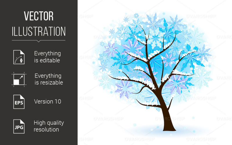 Stylized Winter Fruit Tree - Vector Image Vector Graphic