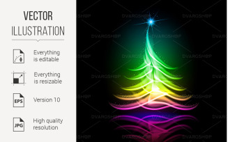Abstract Design Christmas Tree - Vector Image