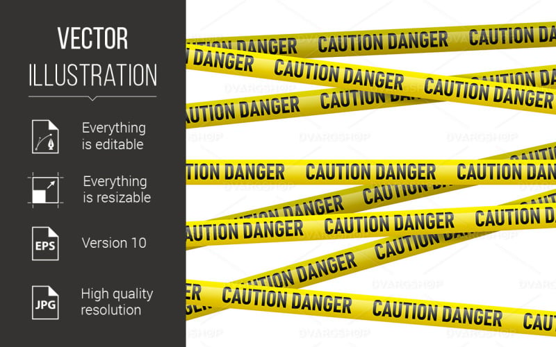 Caution and Danger Yellow Tape - Vector Image Vector Graphic