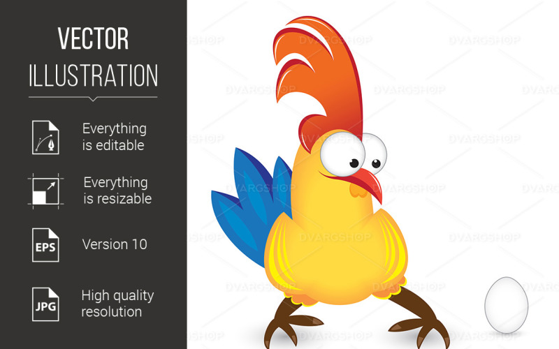 Cock With Egg - Vector Image Vector Graphic
