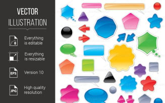 Collection of Color Web Elements - Vector Image