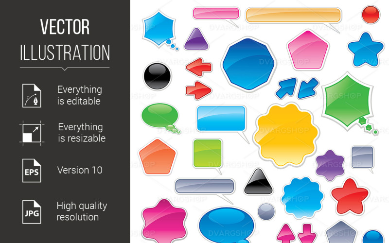 Collection of Color Web Elements - Vector Image Vector Graphic