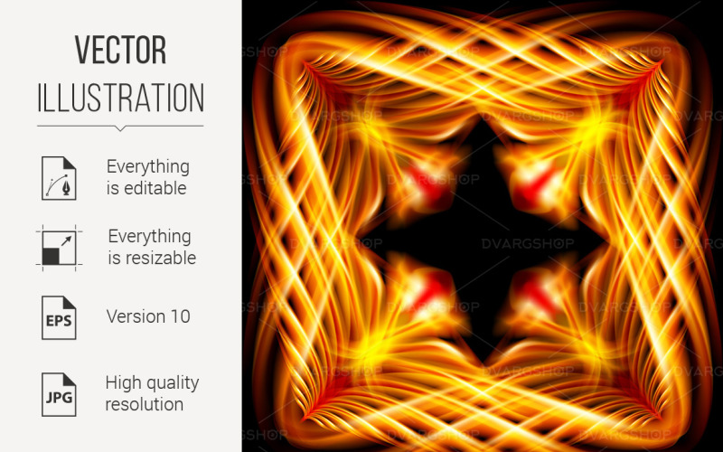 Golden Pattern on the Black Background - Vector Image Vector Graphic