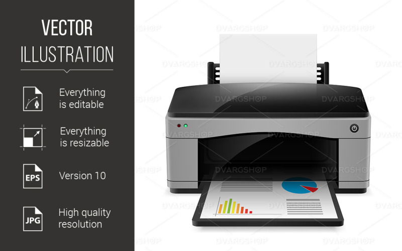 Realistic Printer - Vector Image Vector Graphic