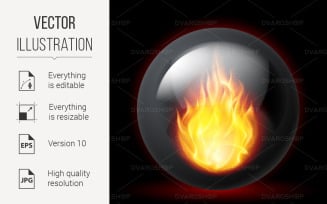 Sphere with Fire Flames - Vector Image